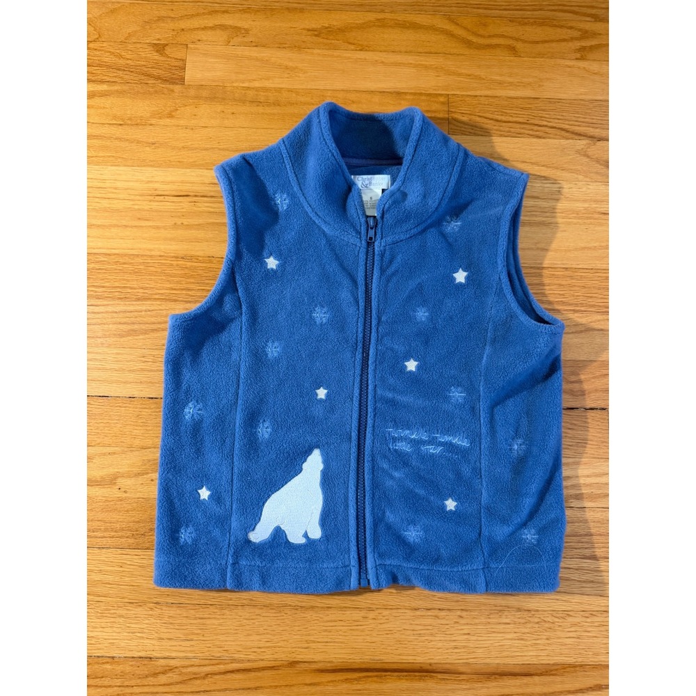 Christopher & Banks Blue Fleece Polar Bear Star Vest Small